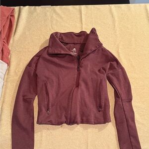 adidas Women's Maroon Half-Zip Utility Jacket